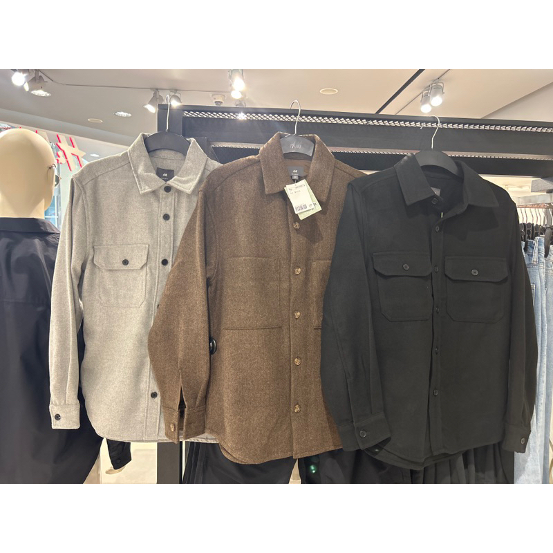 H&M men’s - Twill Shirt Jacket / Kemeja Flannel overshirt bahan tebal