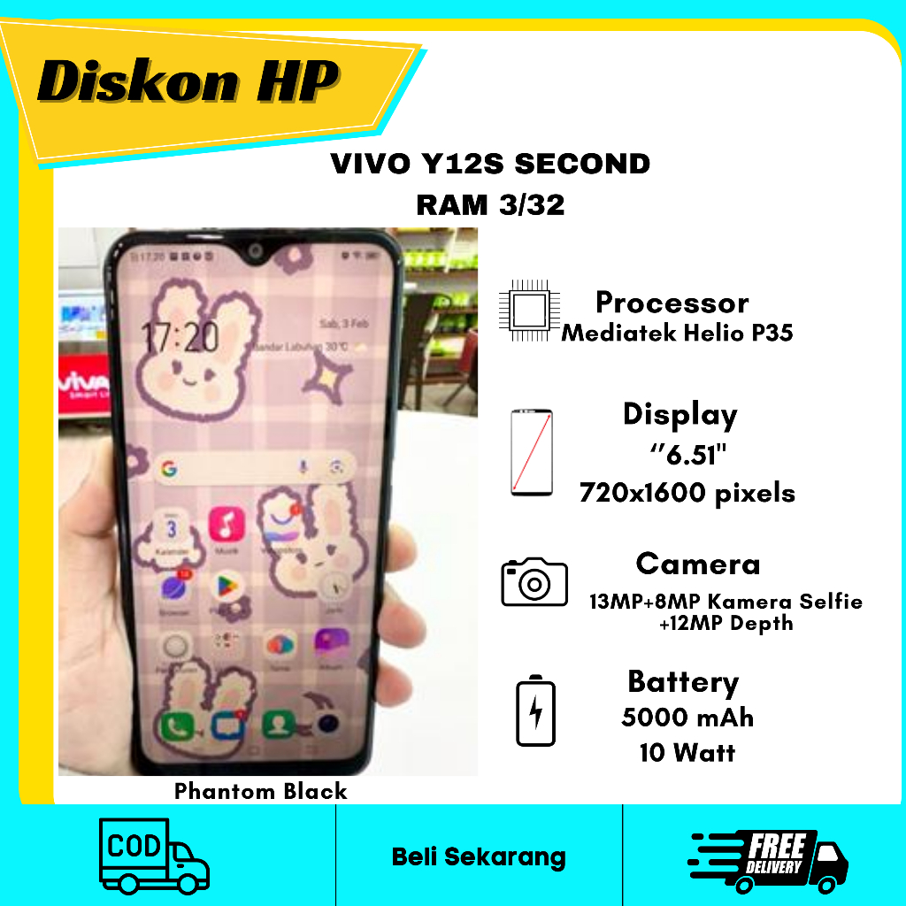 VIVO Y21S RAM 3/32 ORIGINAL VIVO- Phantom Black