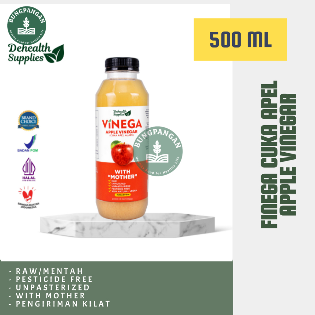 

Finega DeHealth Apple Vinegar/ Cuka Apel Alami - Botol Plastik 500 ml