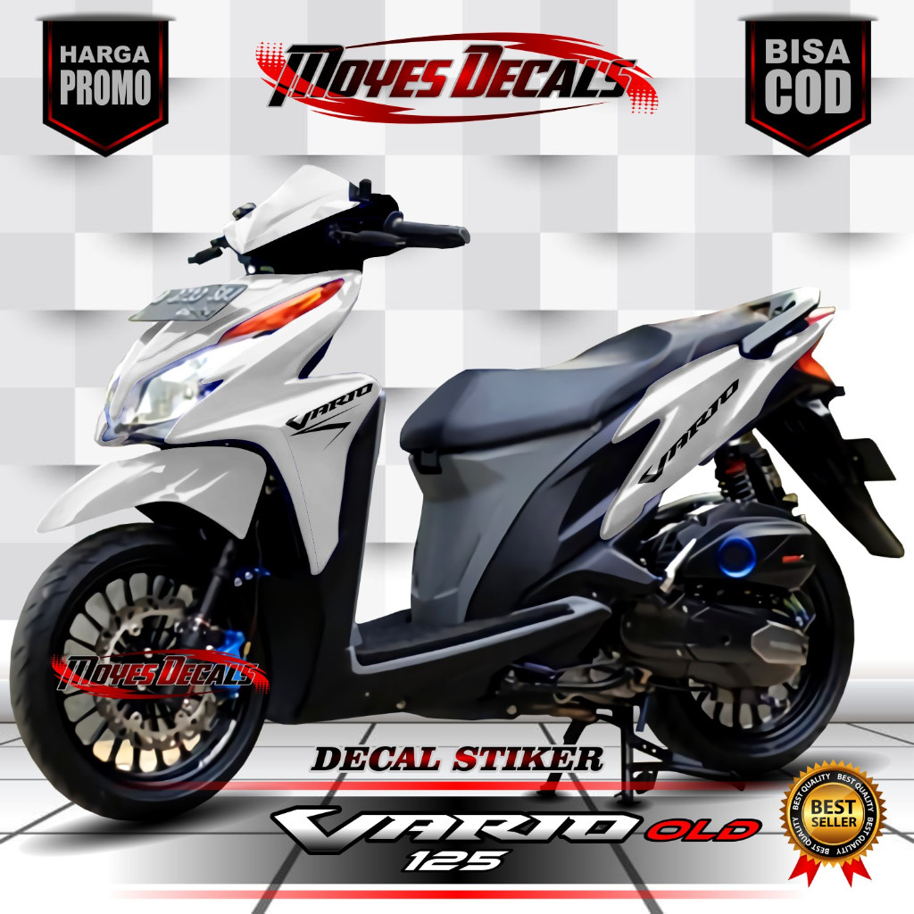 Stiker Decal Vario 125 Old Fullbody Warna Putih - Stiker striping Vario Motip 1 warna Simple