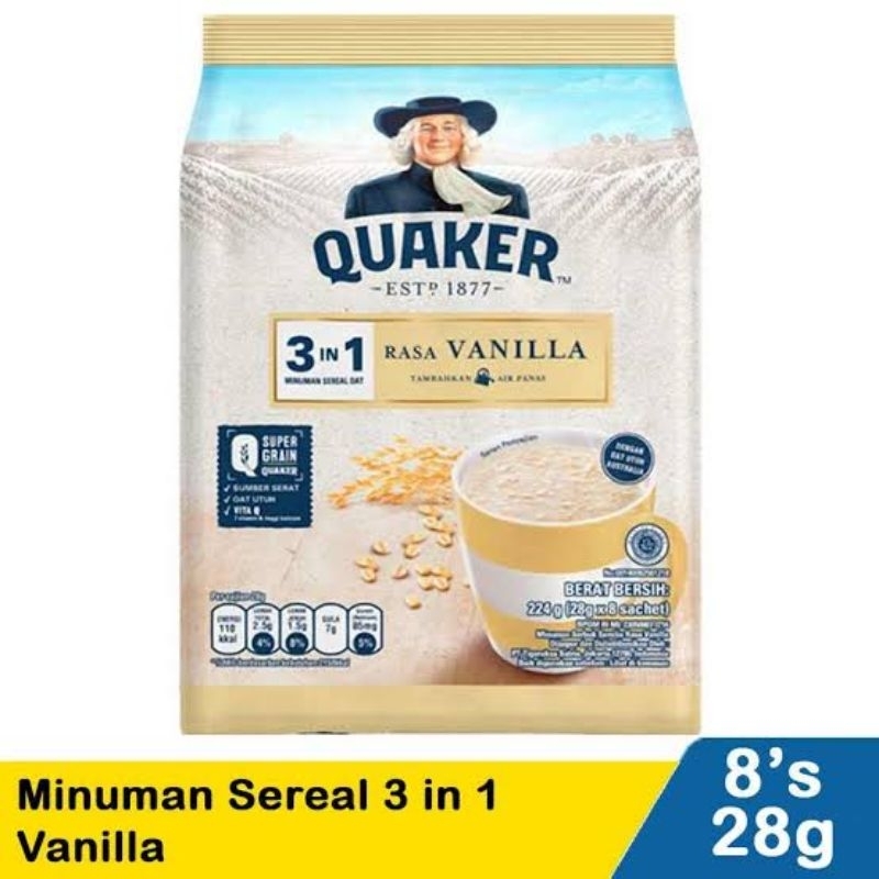 

Quaker Oat Sereal 3 in 1 Rasa Vanila Repack isi 8