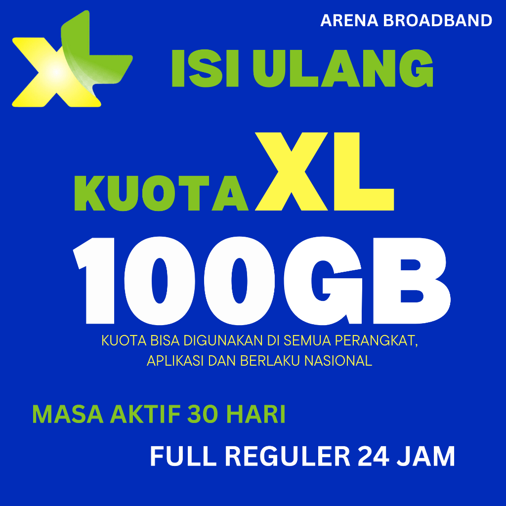 Isi Ulang Paket Data XL Kuota Akrab 100GB Nasional Full Reguler 24 Jam Semua Perangkat Dan Semua Apl