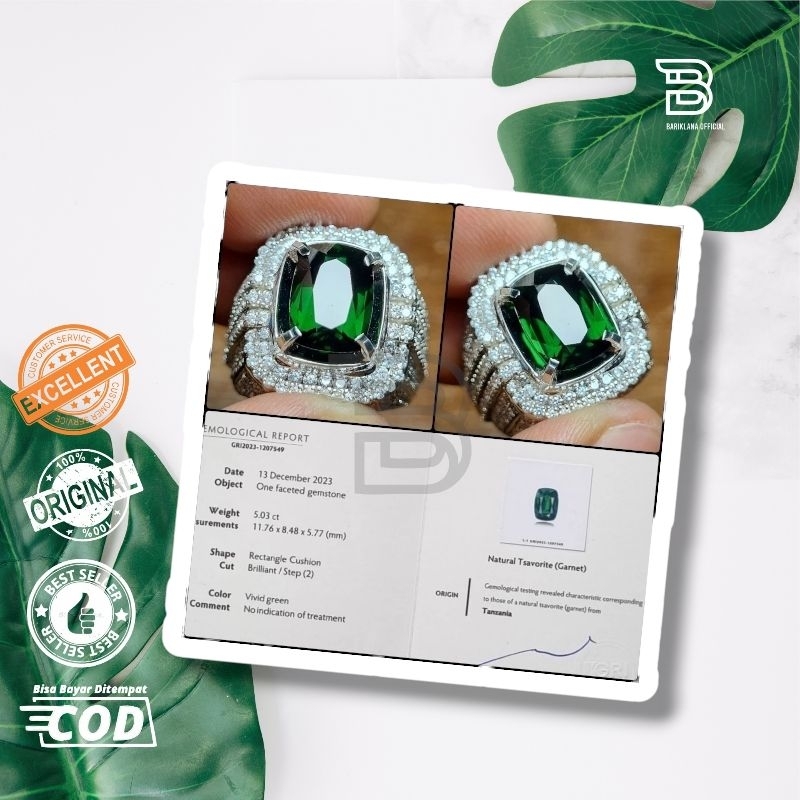 PROMO SPESIAL Natural Vivid Green Tsavorite Garnet Clean Good Quality Certified GRI