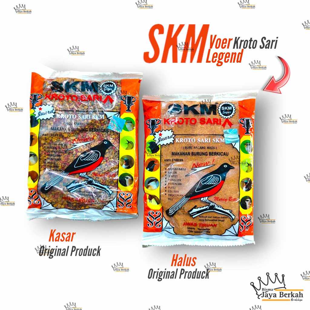 PAKAN BURUNG SKM KROTO SARI VOER PUR KASAR DAN HALUS MAKANAN BURUNG MURAI KACER CENDET DECU CUCAK TR