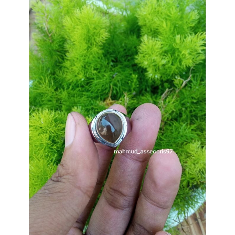 cincin akik batu solar asli bentuk tetes air / cincin batu solar asli