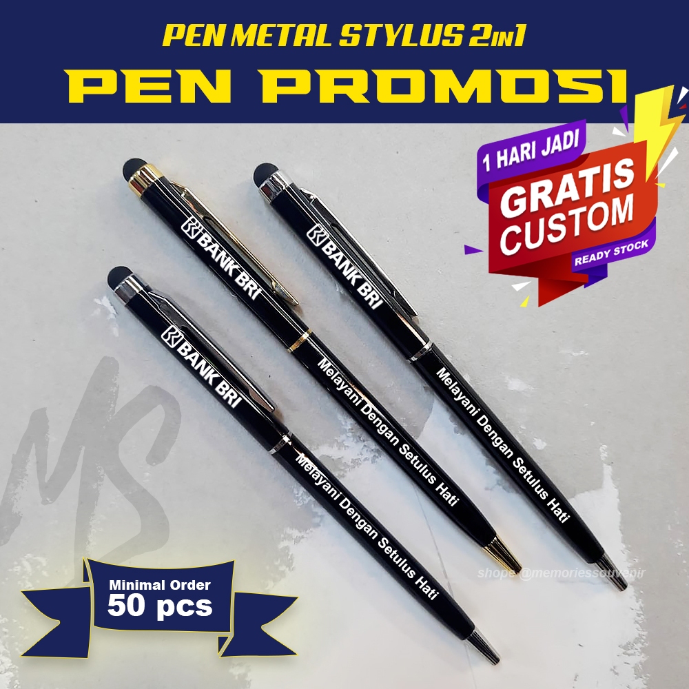 

Pen Bahan Metal Stylus Ichi 2in1 + GRATIS CUSTOM LOGO/NAMA | pen metal pen promosi pen souvenir pen grafir nama pen custom logo