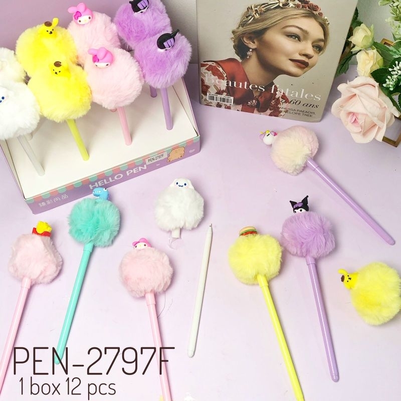 

Funniesories pulpen / pena / bolpen / pulpen gel pom-pom / bolpen gel bulu / bolpen gel / pen lucu