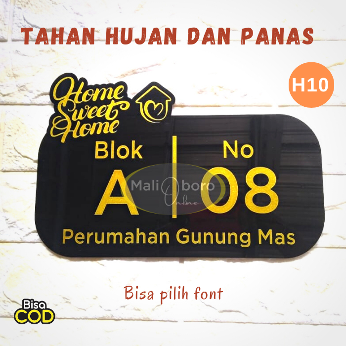 PAPAN NOMOR RUMAH AKRILIK | NOMER RUMAH AKRILIK | NO RUMAH AKRILIK | ALAMAT RUMAH HURUF H10