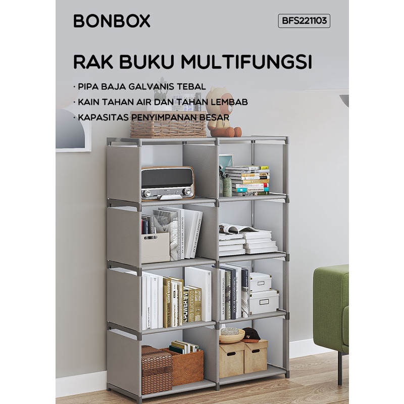 [ 2 SISI ] Rak buku serbaguna rak portable dengan tutup belakang