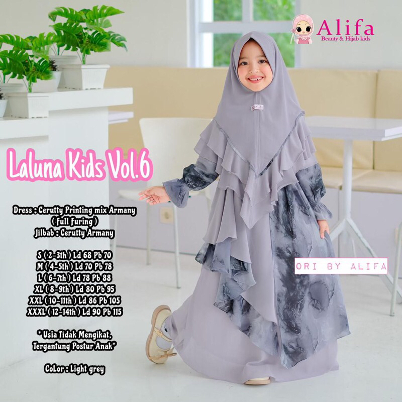 LALUNA SERIES / LALUNA VOL.6 DRESS KIDS (Gamis Anak) by Alifa