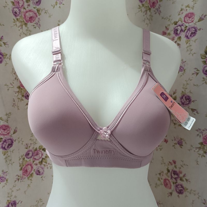 BH Wanita Twenerry B5 Busa Tipis Tanpa Kawat Size 36-42/Bra Wanita Sexy Kancing 3 Kualitas