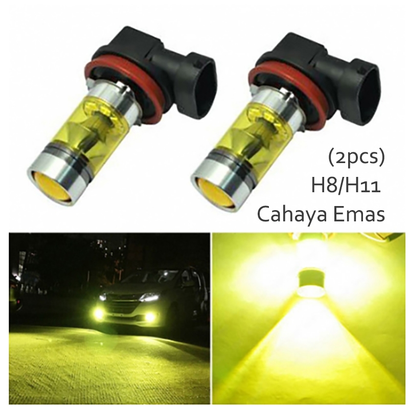 HU3-SEPASANG 2pcs mobil led Lampu Kabut Led H11 H8 100W Super Terang Warna Kuning