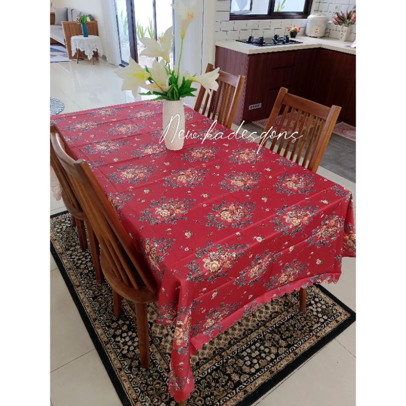 Taplak meja makan Shabby motif baru 6-8kursi. Taplak meja makan kain embos import . taplak panjang p