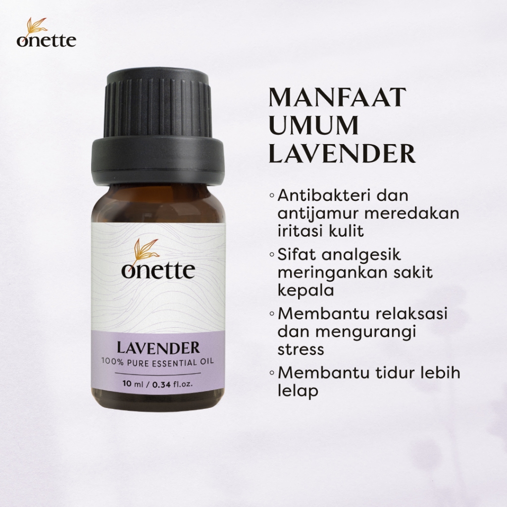 Onette Lavender Essential Oil 100% Pure & Natural, Minyak Atsiri Alami, Minyak Esential Lavender,