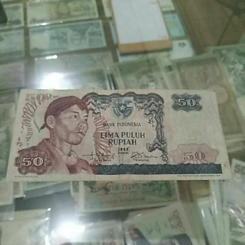 uang kuno indonesia 50 rupiah soedirman 1968 asli