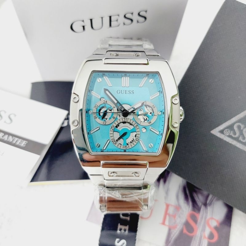 Guess Phoenix Silver ice blue Dial GW0456G4 Original Jam Tangan Pria