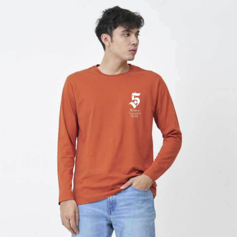 kaos distro lengan panjang merah bata cx59 fiftynine motif simpel 5