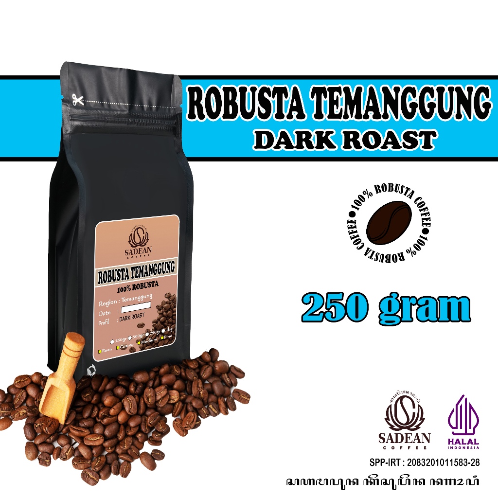 

Biji Kopi Bubuk Fine Robusta Temanggung DARK ROAST / Kopi Robusta Temanggung 250g