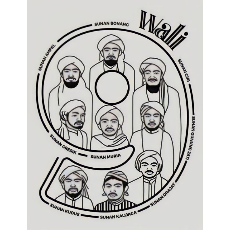 lukisan walisongo hitamputih