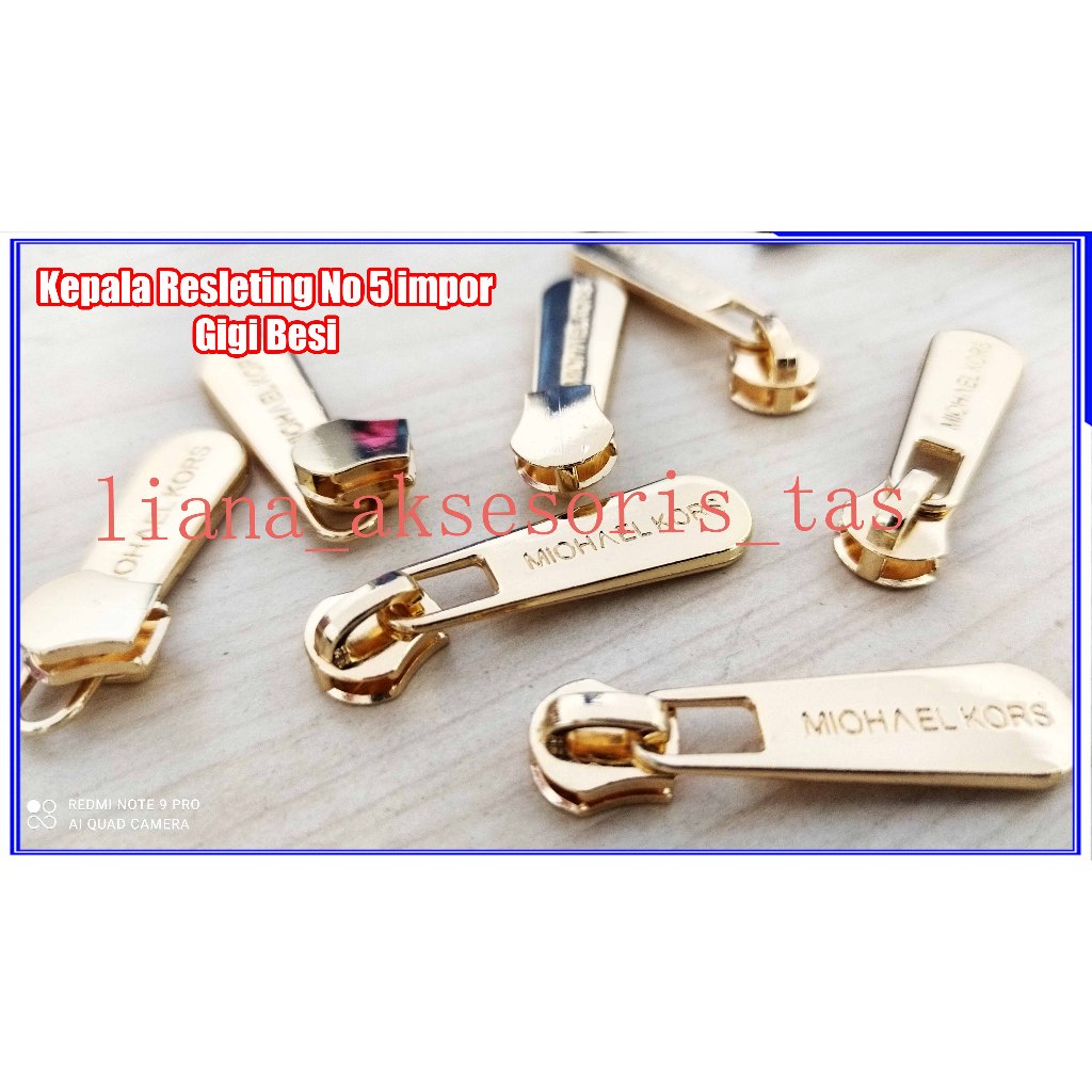 -Kepala Resleting Tas no 5 Impor (@1 biji) untuk daun resleting tas selempang, tas rajut, tas cewek,