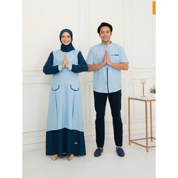 Nibras Sarimbit Alesha Blue Gamis Baju Couple Pasangan Couple Keluarga