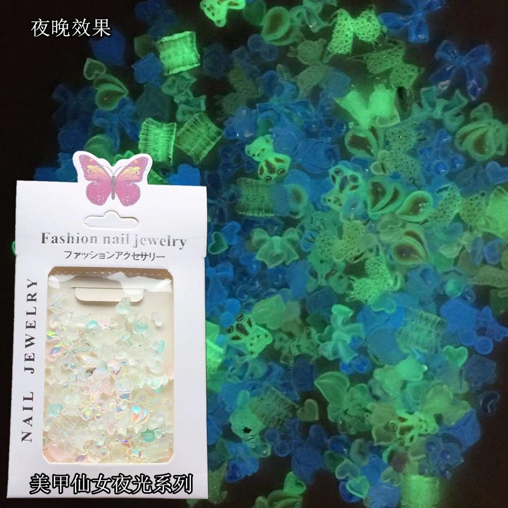 Hiasan Nail Art 3D Glow in The Dark - Hiasan Nail Art Love Glow in The Dark - Aksesoris Nail Art Lov
