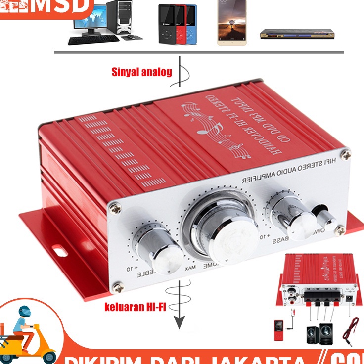 IOU Ampli Mini HiFi Stereo Power Amplifier 12V 2W 2 Channel Power Amplifier Mini Mobil