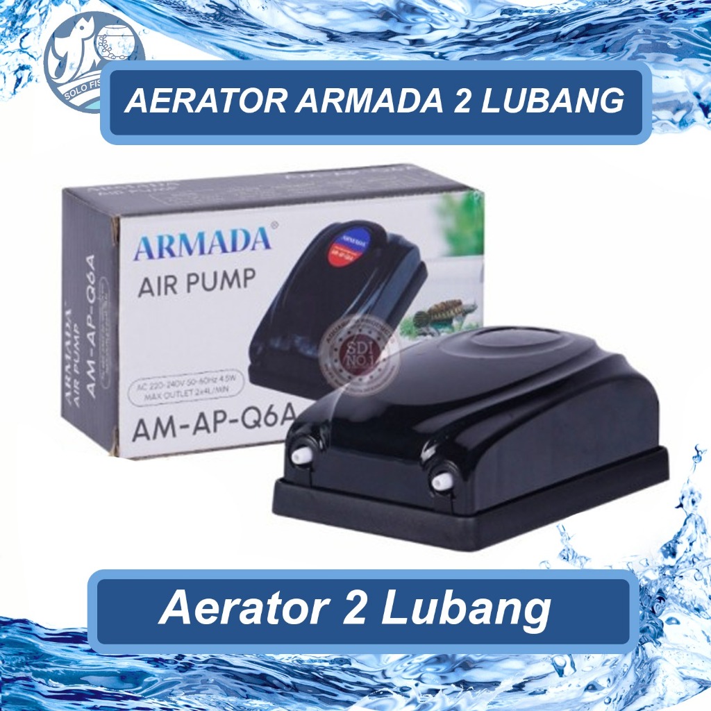 Mesin Aerator 2 Lubang pompa udara Akuarium airpump ARMADA AM-AP-Q6 2 lubang