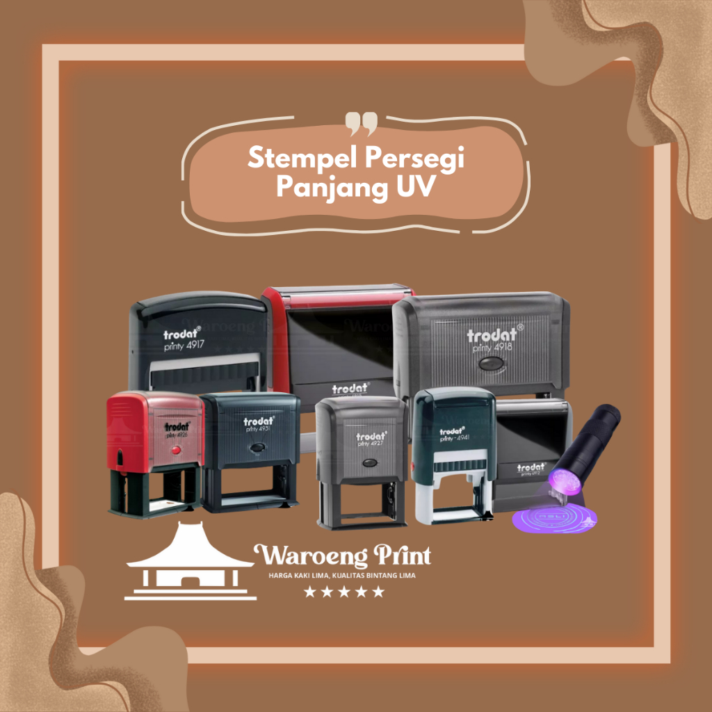 

STEMPEL PERSEGI PANJANG TRODAT TINTA UV | STEMPEL TINTA TAK TERLIHAT KEAMANAN KEASLIAN | UV INVISIBLE INK STAMP | WAROENG PRINTING