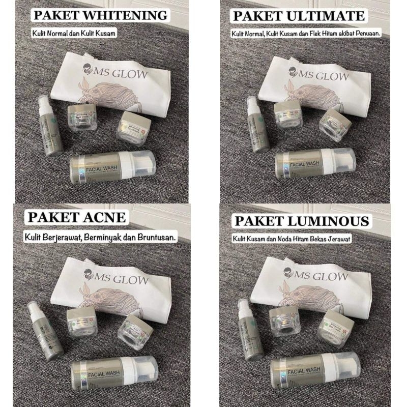 MSGlow paket | Luminous | Whitening | Acne | Ultimate | Skincare BPOM Ampuh