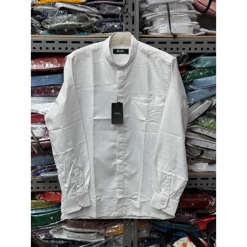 KEMKO HARLEY MAN PREMIUM ORI WARNA PUTIH POLOS -KEMEJA KOKO DEWASA- kemeja Koko murah