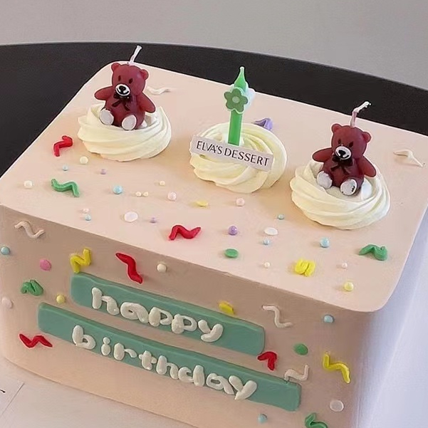 [REALPICT] Lilin Ulang Tahun Dekorasi Kue Lilin Kelinci dan Beruang Kecil Kartun Lucu Untuk Acara Ul