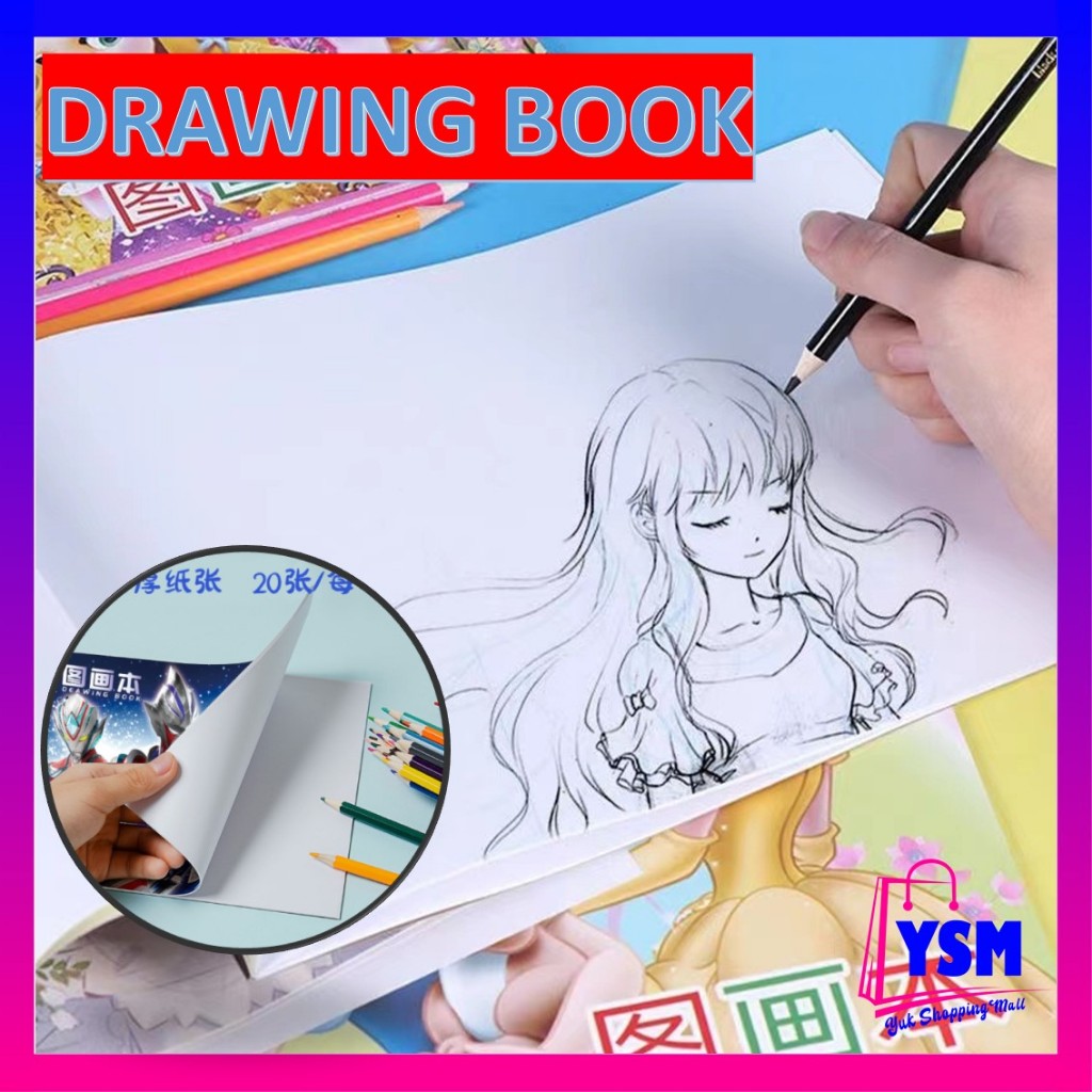 

SMS Buku Gambar Karakter Isi 20 Lembar Drawing Book Anak B5 Tebal Tidak Tembus Kertas Gambar Mewarnai Robot Animasi Painting Book Princess