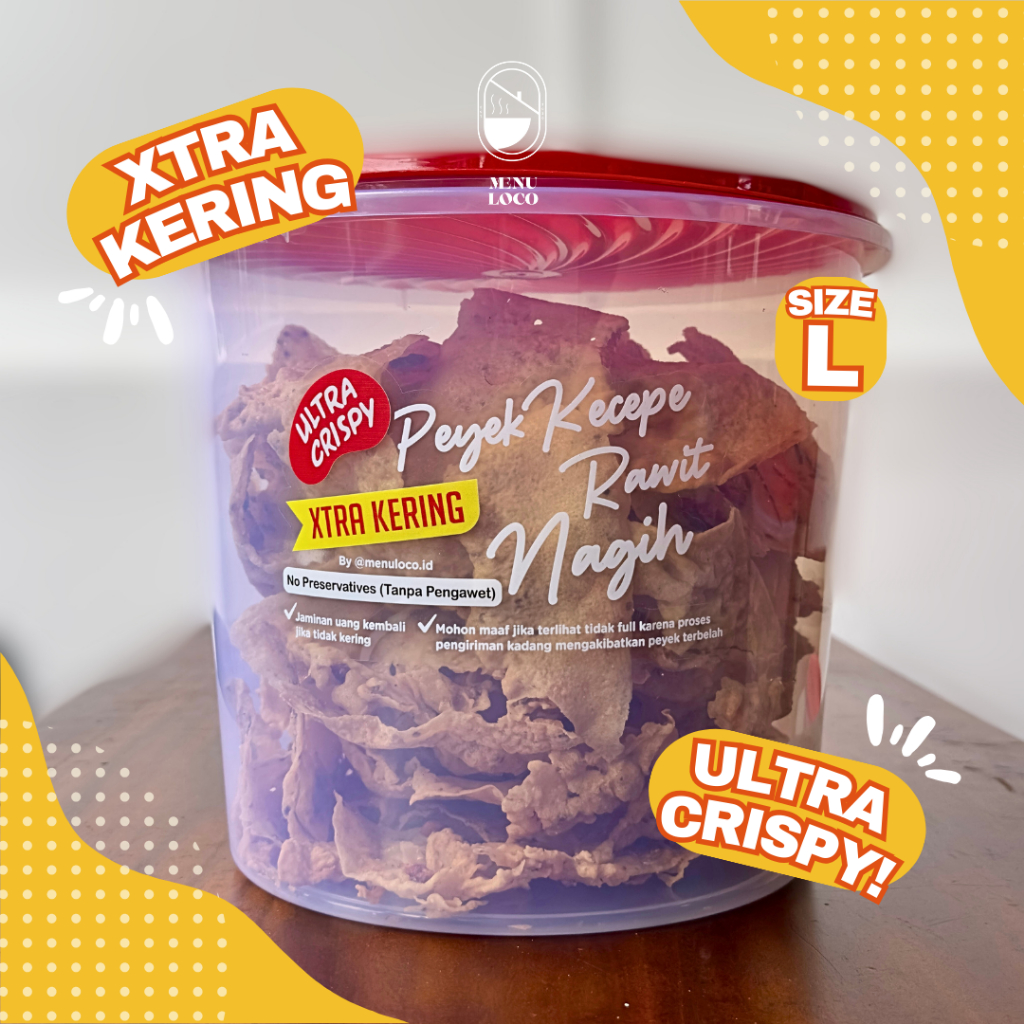 

TONG Peyek kacang/teri/kecepe rawit Nagih @menuloco.id size L (pengiriman dalam kota)