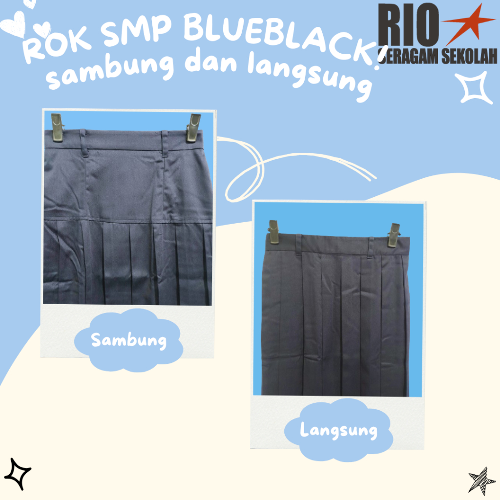 ROK REMPEL PANJANG SMP BLUEBLACK BIG SIZE ROK WANITA BAPING ROK SERAGAM SEKOLAH SMP REMPEL PANJANG