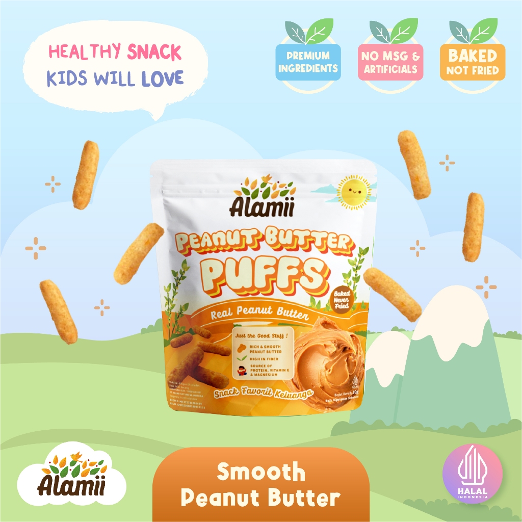 Snack Sehat Anak - Alamii Puffs  - Peanut Butter (30g) - Gluten Free