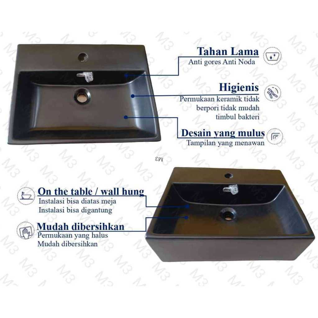 (REGULER)WASTAFEL KERAMIK K282 / WASTAFEL CUCI TANGAN / WASTAFEL HITAM ABU