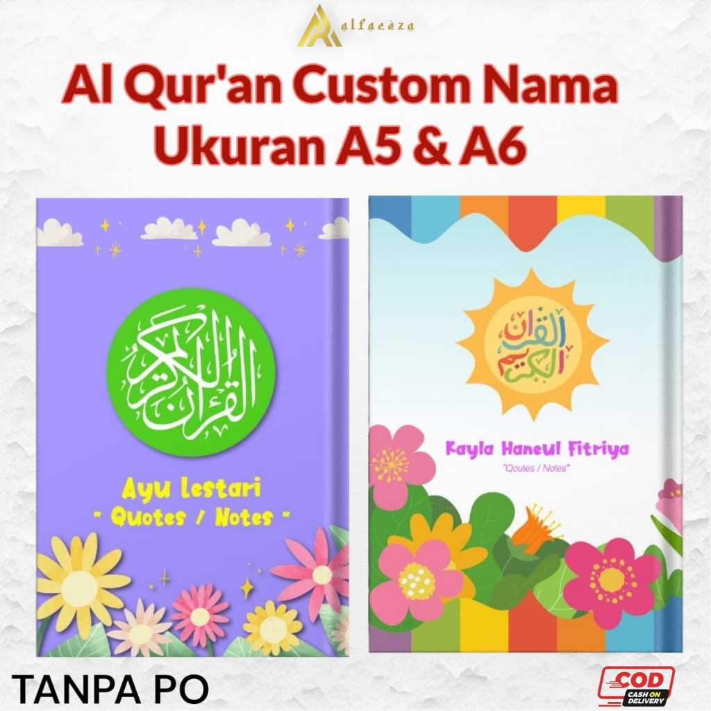 Alfareza - Al Qur'an Custom Nama Ukuran A5 / A6 | Quran Terjemahan Perkata Bisa Tulis Nama | Alquran