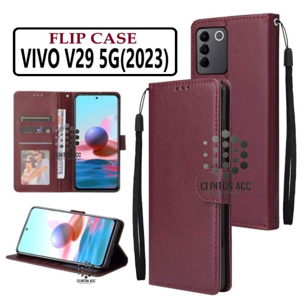 CASE HP VIVO V29 5G FLIP WALLET LEATHER DOMPET KULIT SOFTCASE PREMIUM FLIP COVER SARUNG BUKA TUTUP F