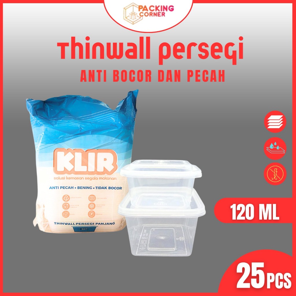 THINWALL PERSEGI SQUARE FOOD CONTAINER TAKE AWAY BOX MICROWAVE 120ML 25PCS