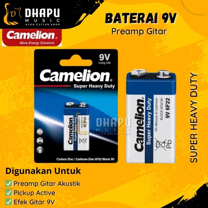Baterai Preamp Gitar Akustik Gitar Elektrik Dan Bass Batre Baterai Kotak 9V Block Battery 6F22 9V Su
