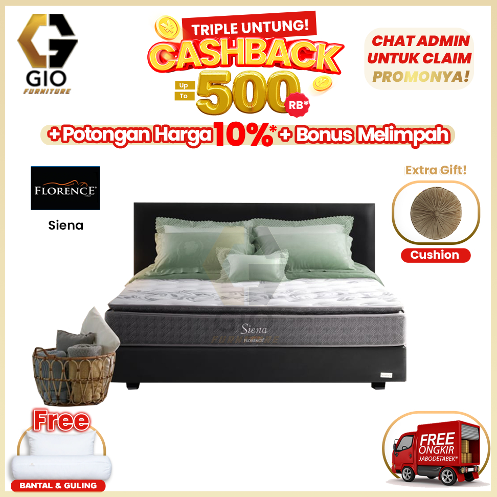Kasur Florence Siena / Florence Springbed Siena (Full Set Mattress + Divan + Headboard + Bonus )