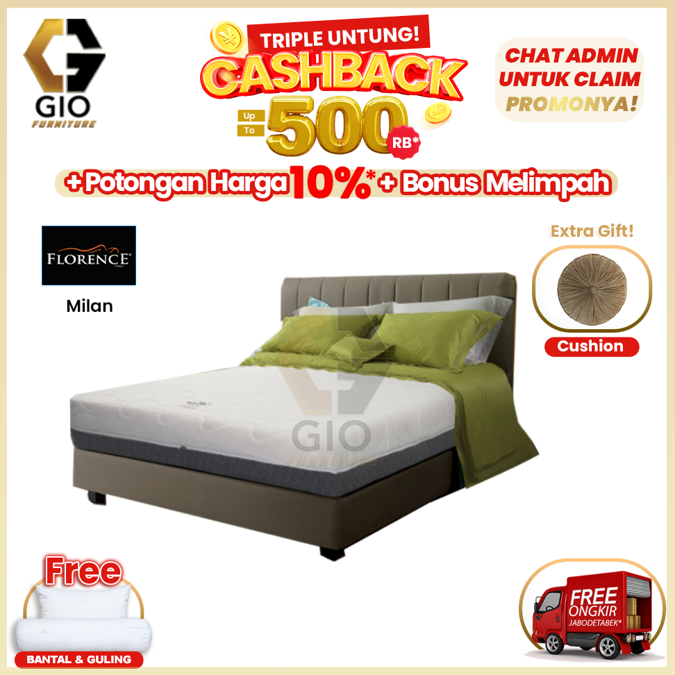 Kasur Florence Milan / Florence Springbed Milan (Full Set Mattress + Divan + Headboard + Bonus )