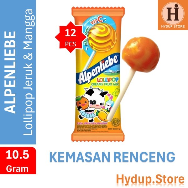 

Alpenliebe | alpenlibe permen lolipop Jeruk Mangga Renceng isi 12 Pcs kemasan 10.5 Gram