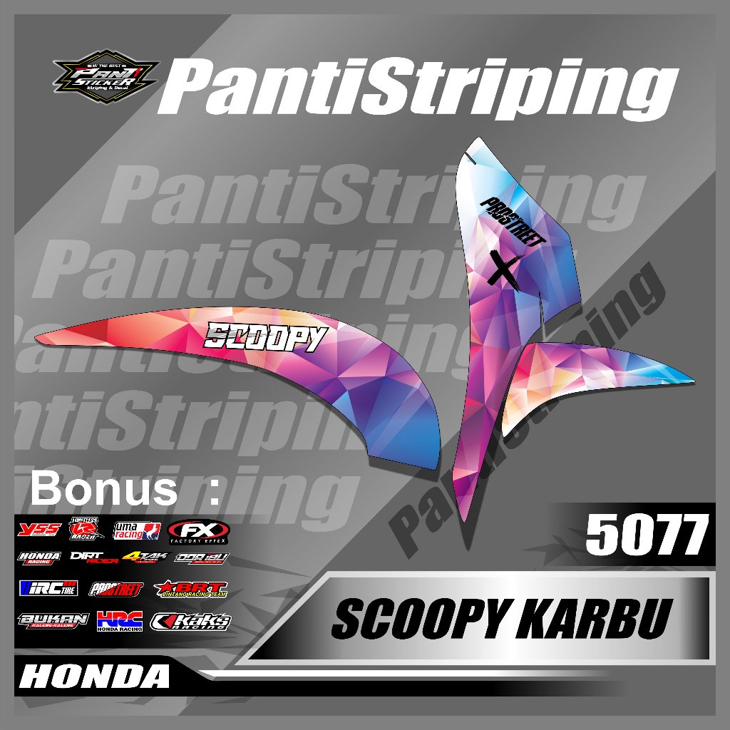 Striping aksesoris Scoopy Karbu 2010 - 2013 List Variasi  semifull Abstrak -  Stiker Motor Honda Sco