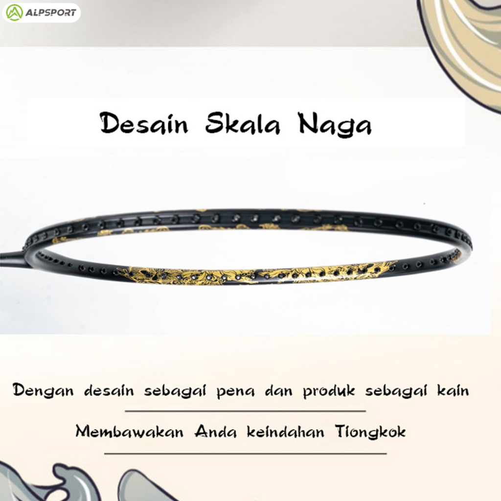 PROMO TERBARU ALPSPORT SL Dragon Teknik Patung Relief Raket Emas Hitam Dirangkai 4U 26LBS Raket