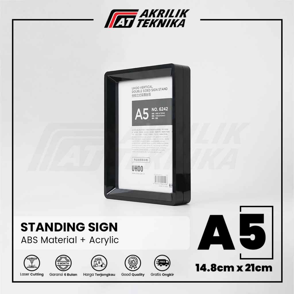 

【UHOO】Standing Sign Tent Card Holder Acrylic / Tempat Display Menu Brosur Akrilik - Ukuran A5