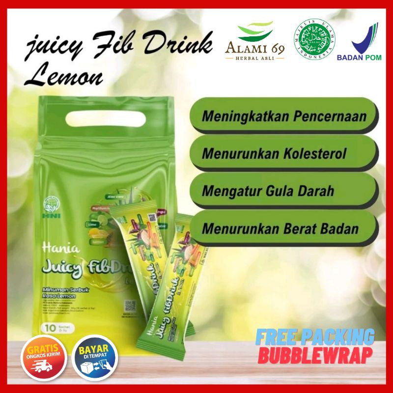 

Hania Juicy Fibdrink Lemon HNI HPAI isi 10 Sachet Minuman serbuk rasa lemon untuk menjaga kesehatan