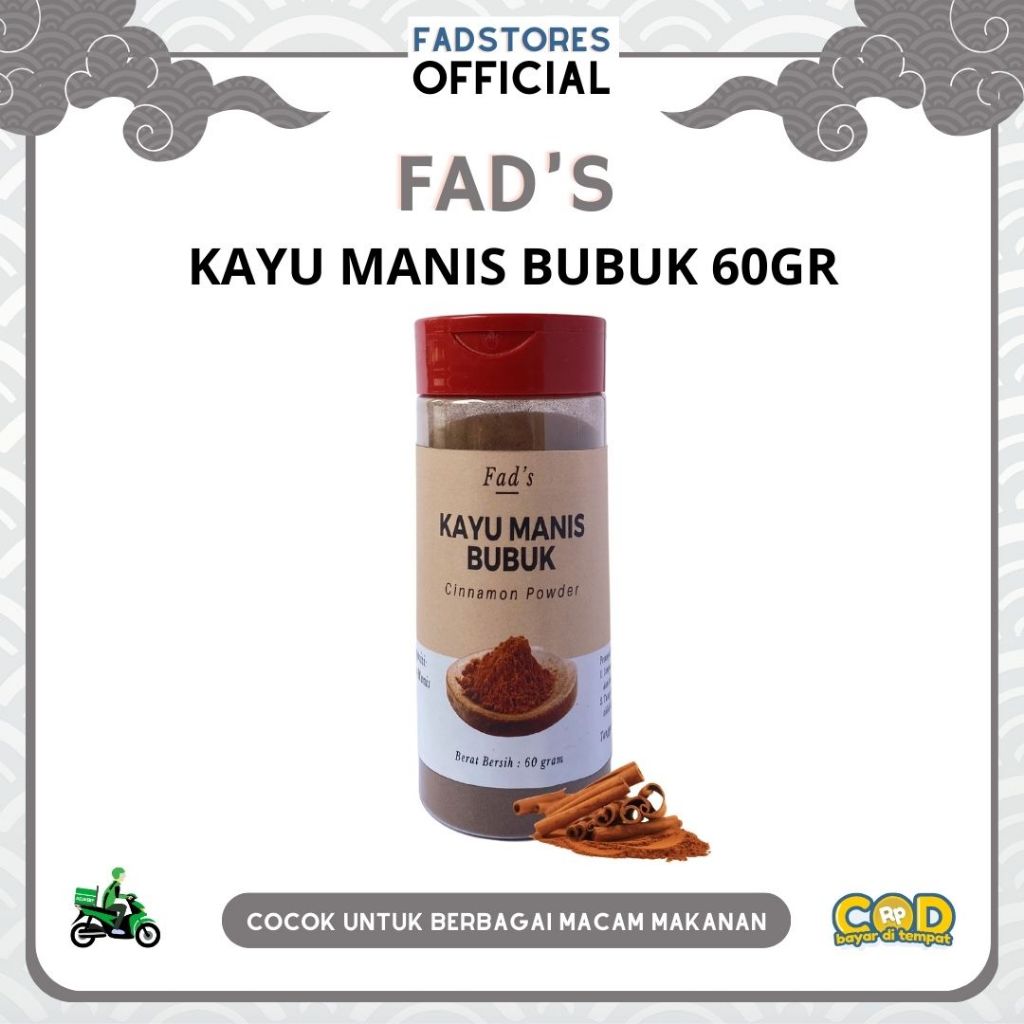 

[Kemasan Botol Kayu Manis Bubuk 60gr - Cinnamon Powder 60gr - Fad's Rempah Bubuk - Rempah JSR