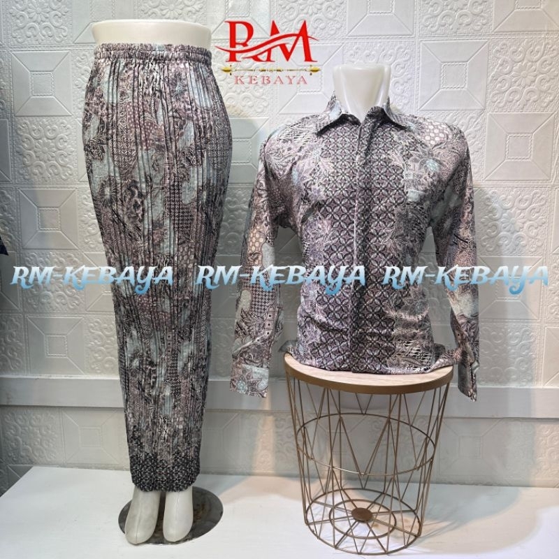 BAJU BATIK COUPLE / BATIK COUPLE / SET BATIK COUPLE / ROK PLISKET / KEMEJA BATIK PRIA LENGAN PANJANG